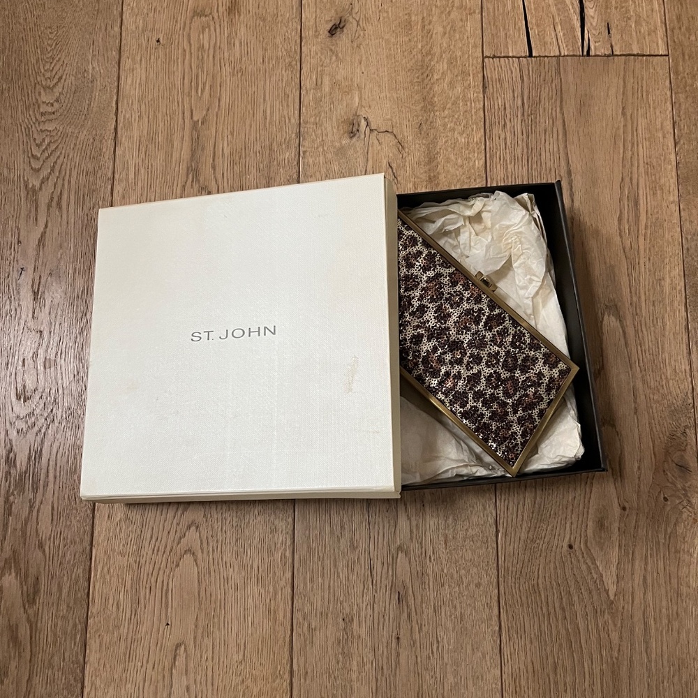 ST JOHN BRAND NEW SEQUINED LEOPARD MINAUDIER